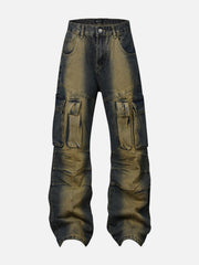 Multi Pocket Washed Cargo Jeans