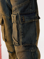 Multi Pocket Washed Cargo Jeans