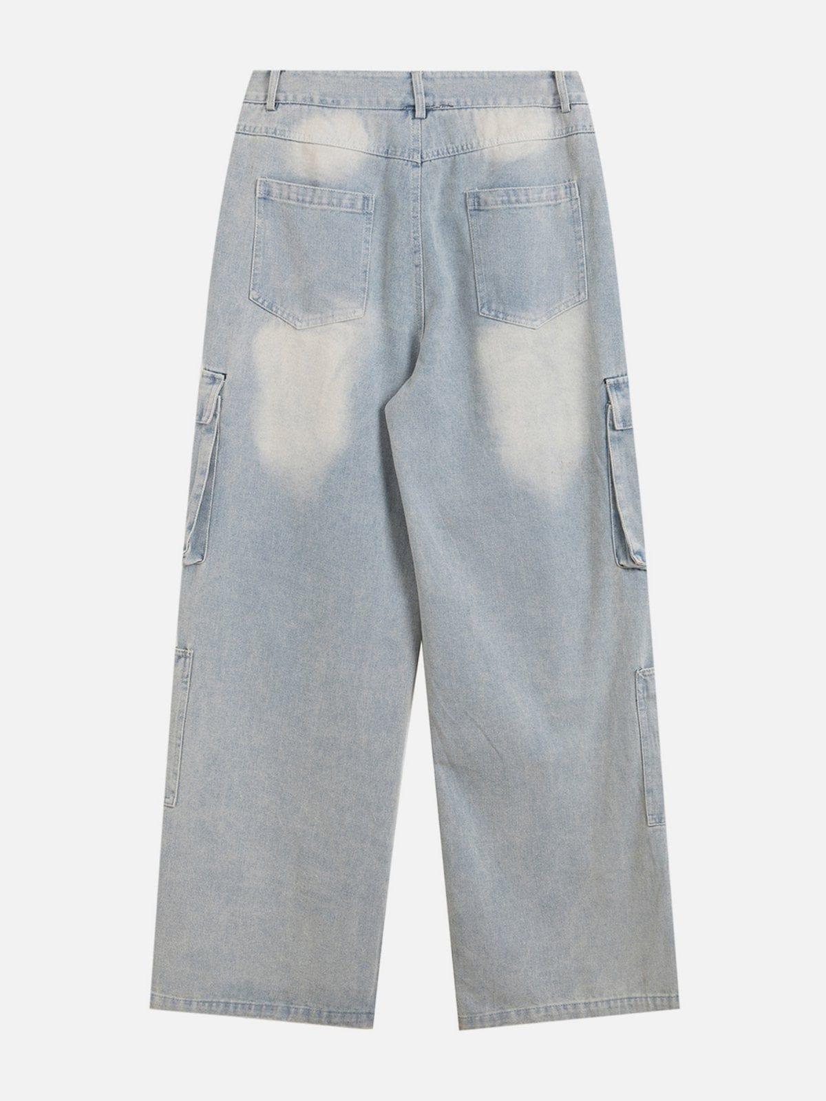 Multi Pocket Washed Jeans