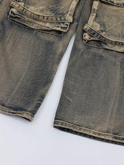 Multiple Pockets Washed Jeans