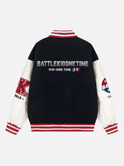 Number 56 Embroidered PU Baseball Jacket