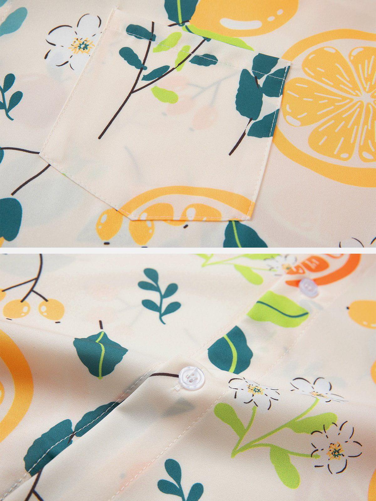 Orange Print Short Sleeve Shirt