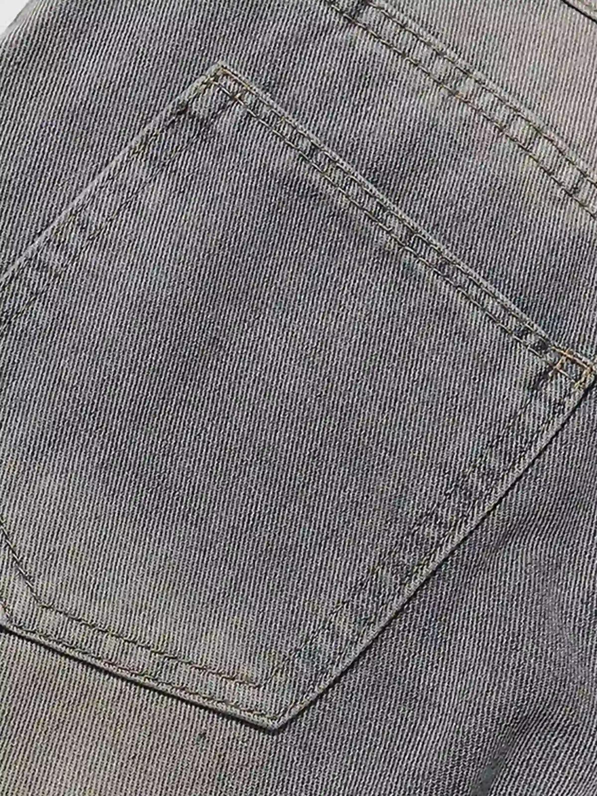 Painted Washed Multi-Pocket Cargo Jeans