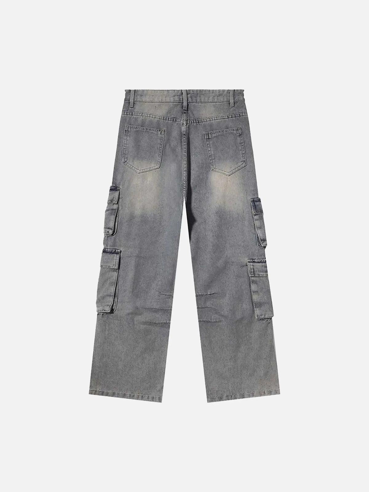 Painted Washed Multi-Pocket Cargo Jeans