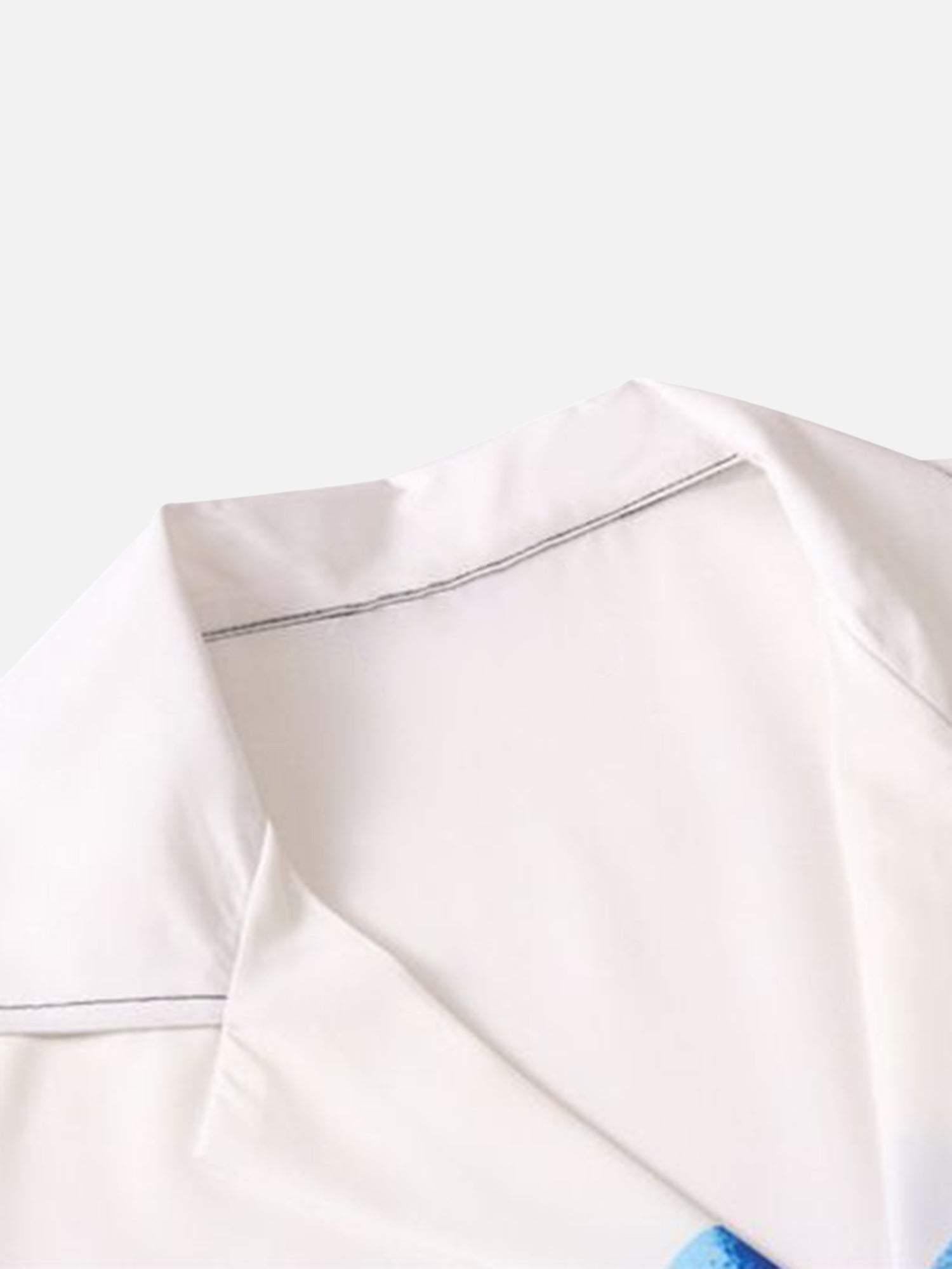 Palm Digital Print Loose Lapel Short Sleeve Shirt