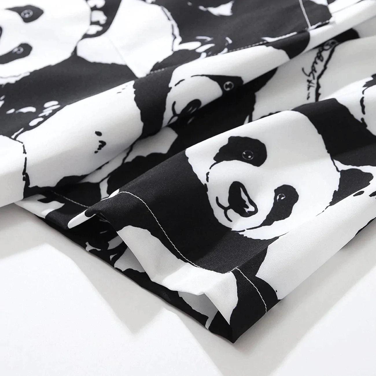 Panda Print Short-Sleeved Shirt