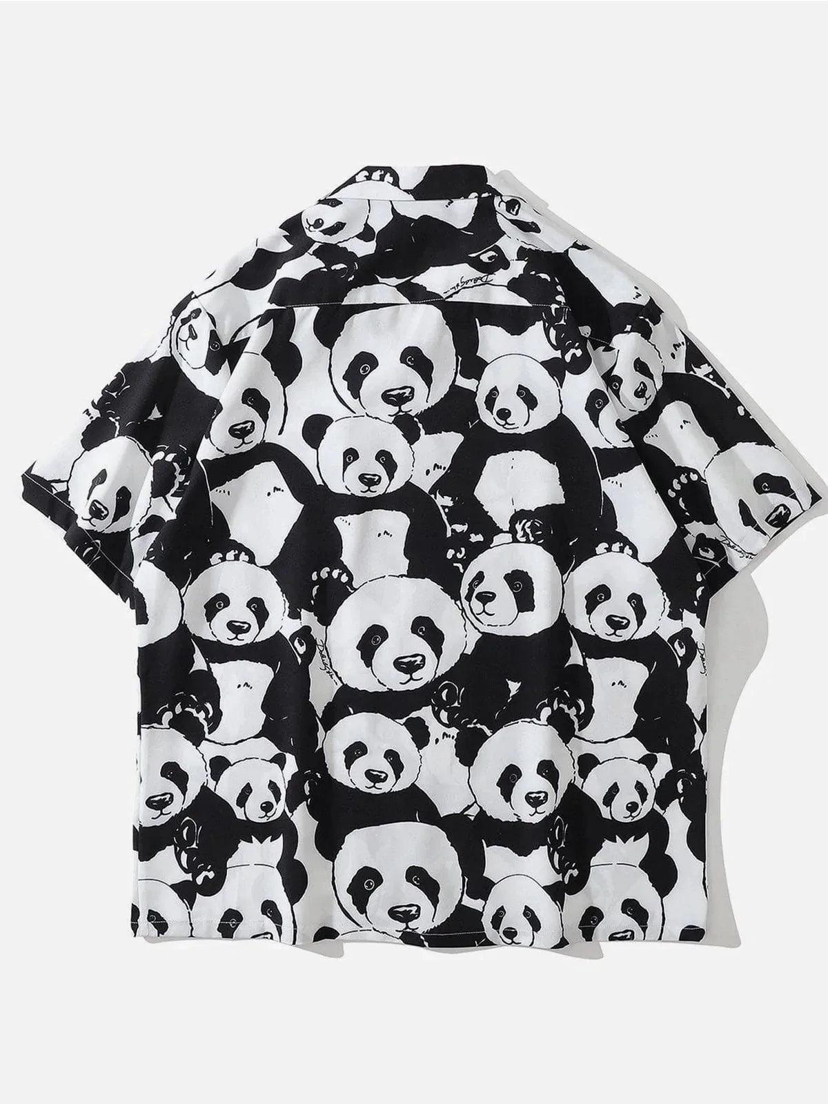 Panda Print Short-Sleeved Shirt