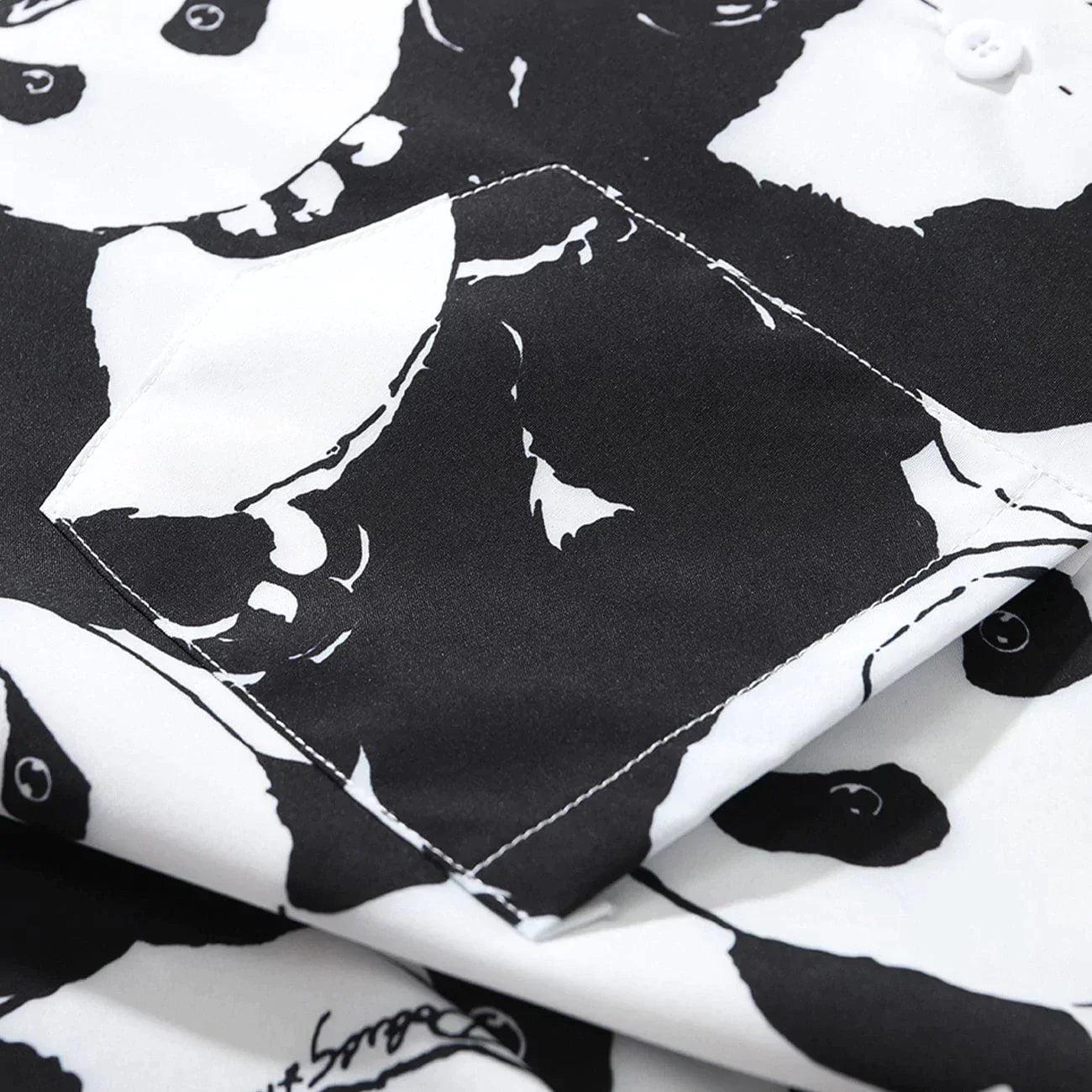 Panda Print Short-Sleeved Shirt