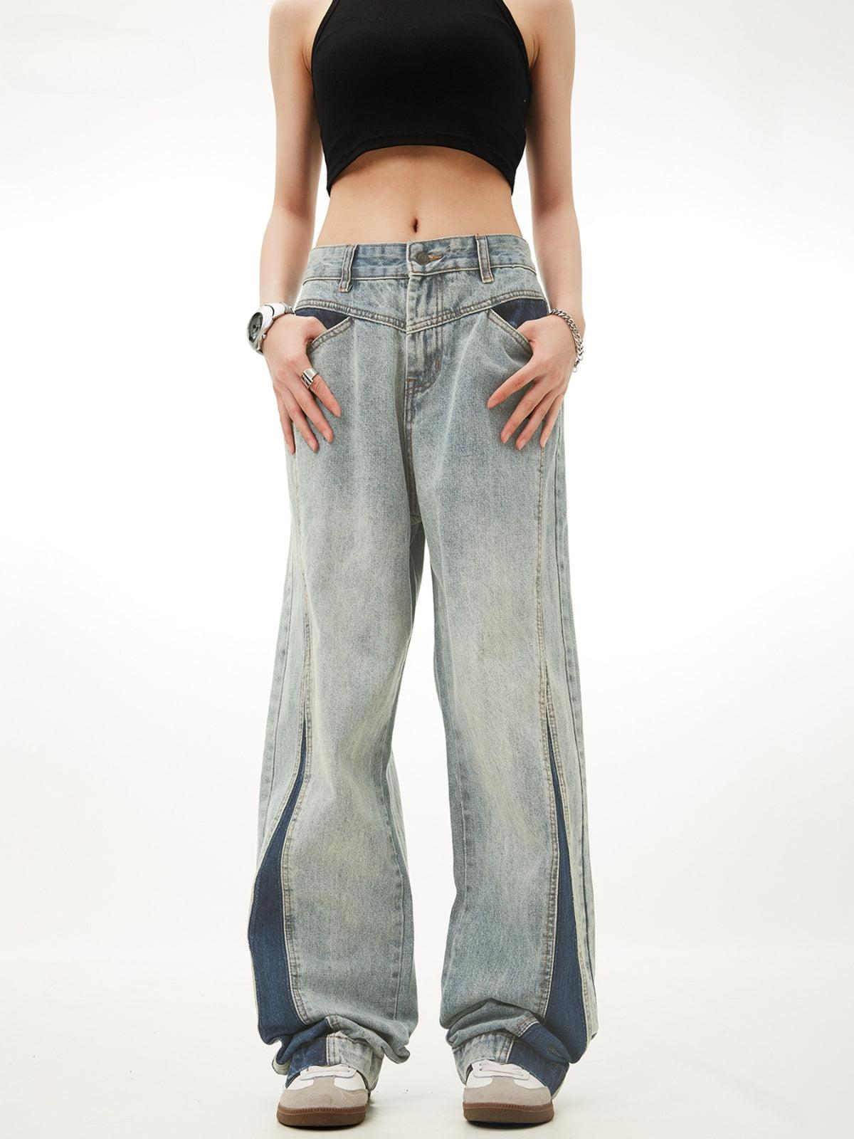 Patchwork Color Blocking Jeans
