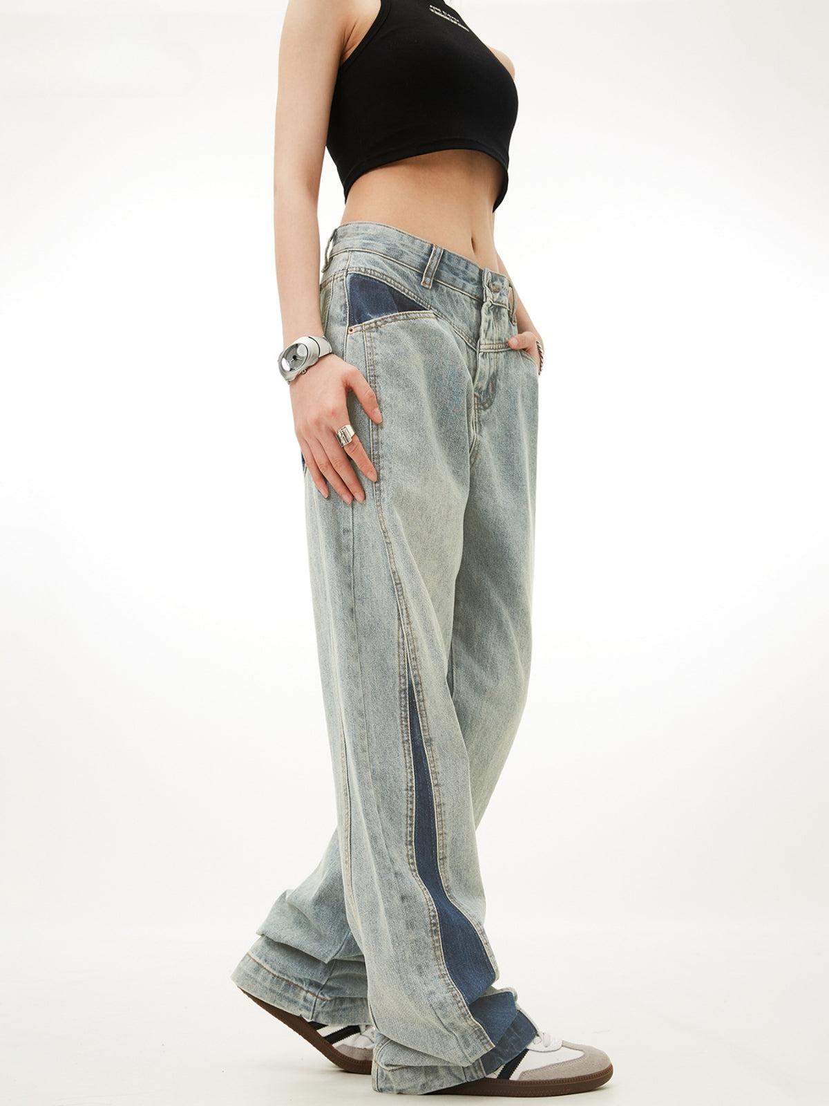 Patchwork Color Blocking Jeans