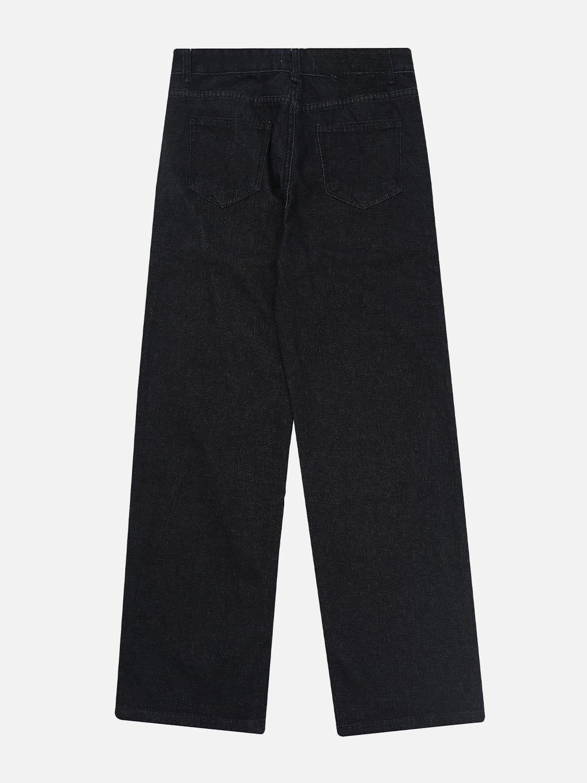 Patchwork Folds Loose Jeans