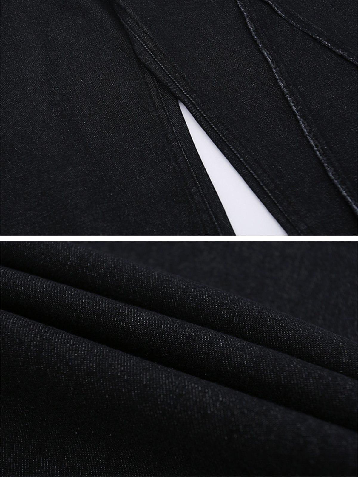 Patchwork Folds Loose Jeans