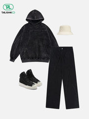 Patchwork Folds Loose Jeans
