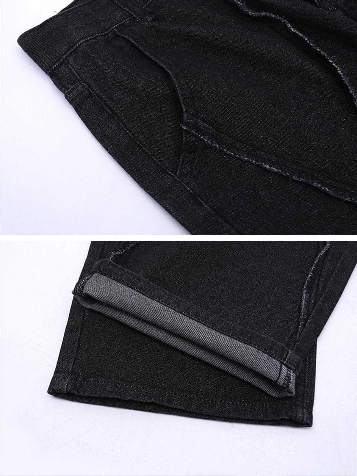 Patchwork Folds Loose Jeans
