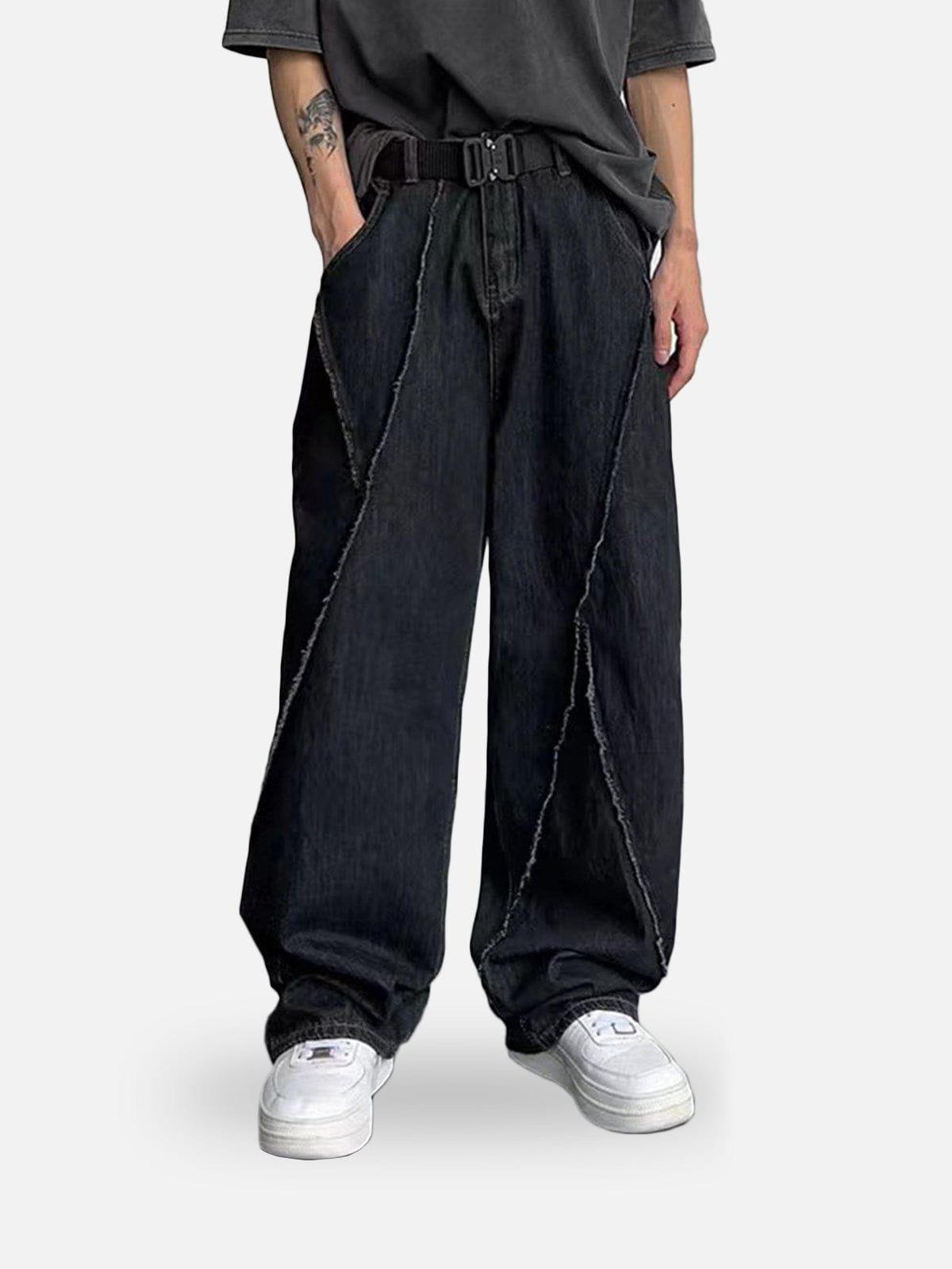 Patchwork Folds Loose Jeans