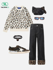 Patchwork Leopard Print Jeans