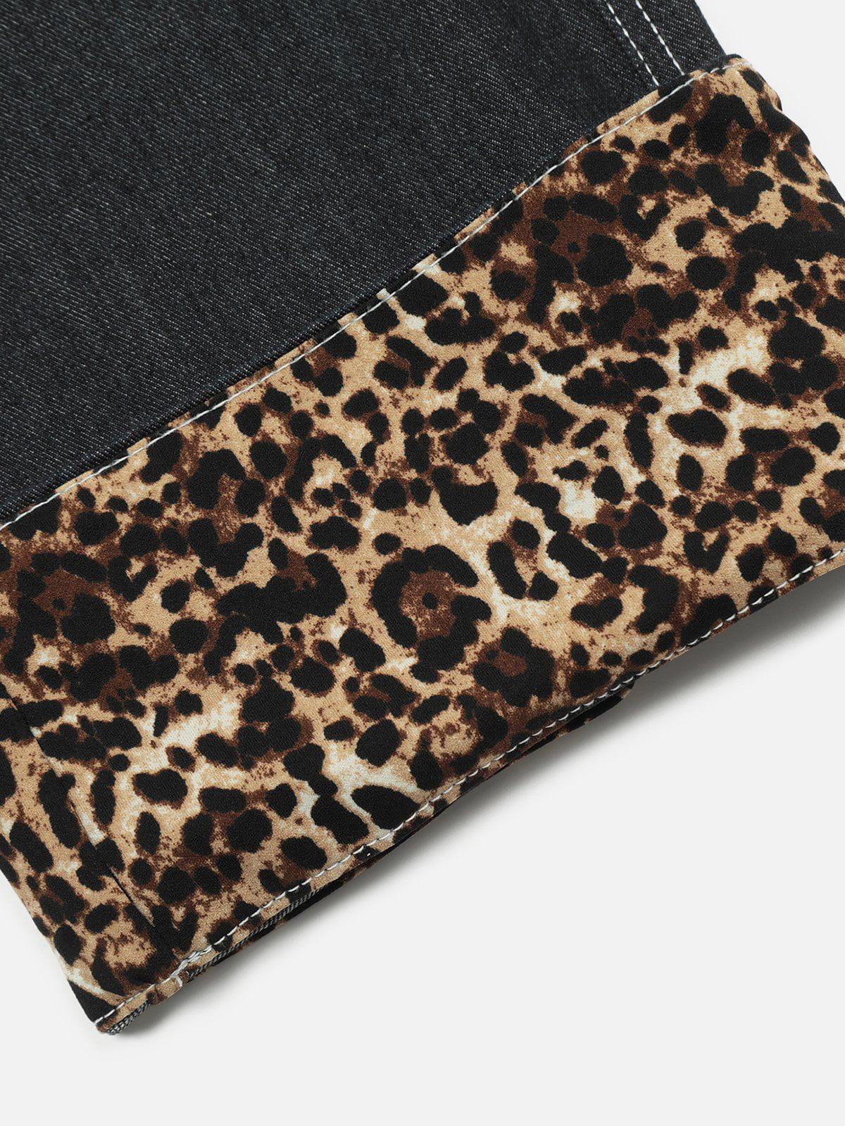 Patchwork Leopard Print Jeans