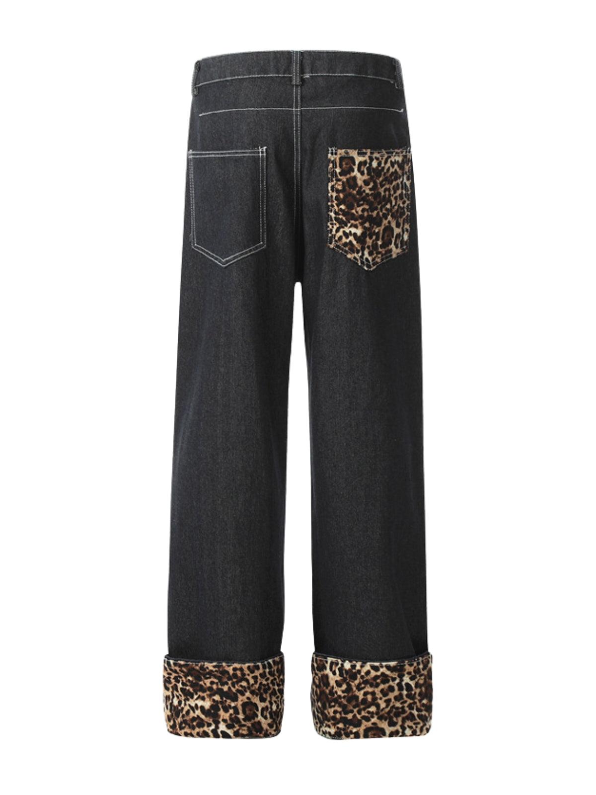 Patchwork Leopard Print Jeans
