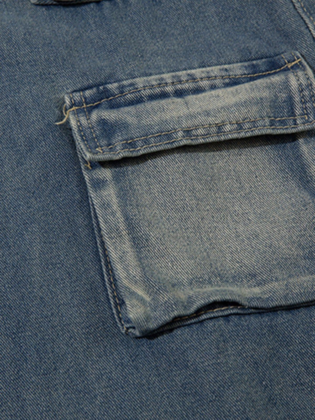 Patchwork Multi-Pocket Jeans