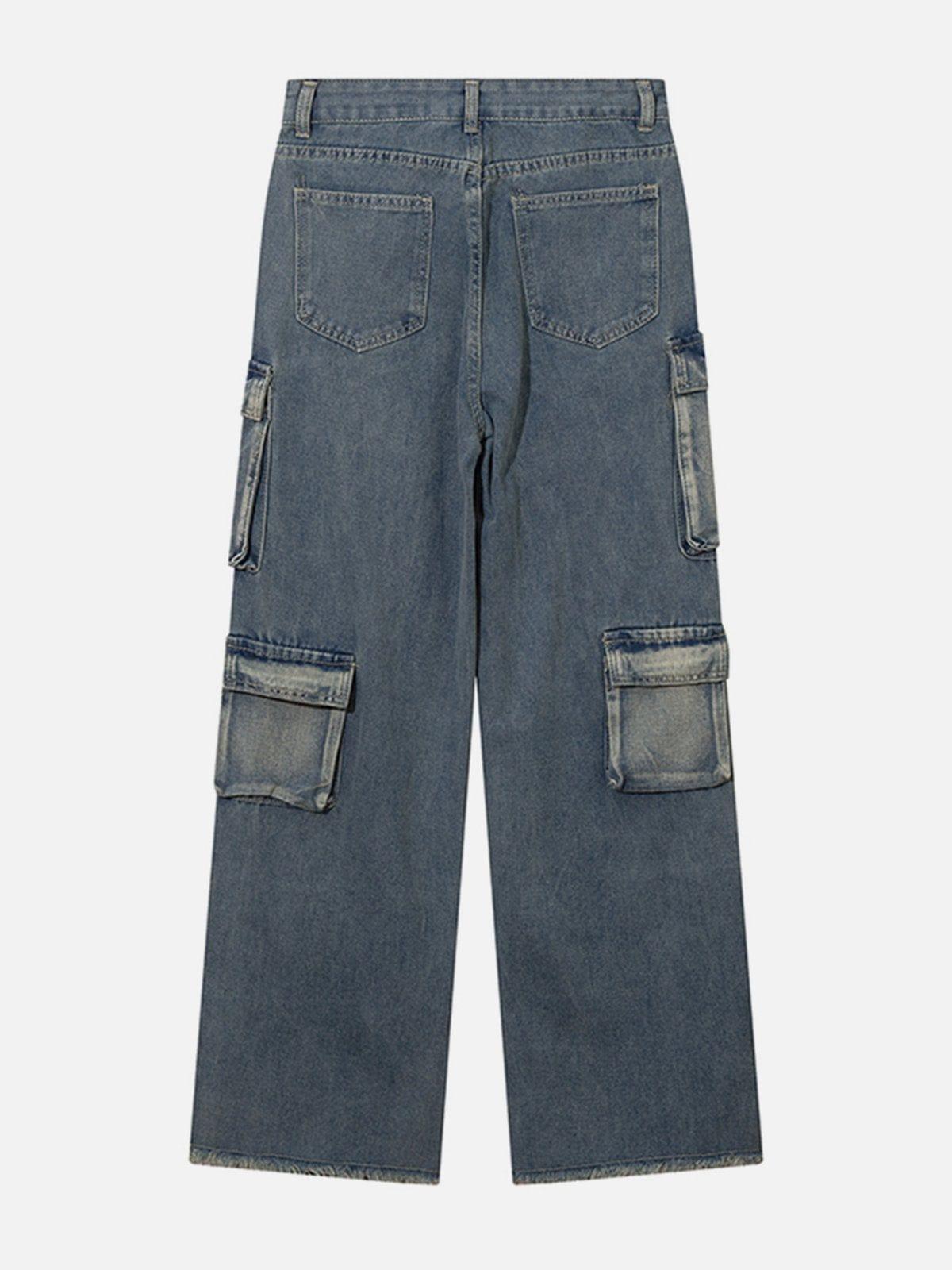 Patchwork Multi-Pocket Jeans