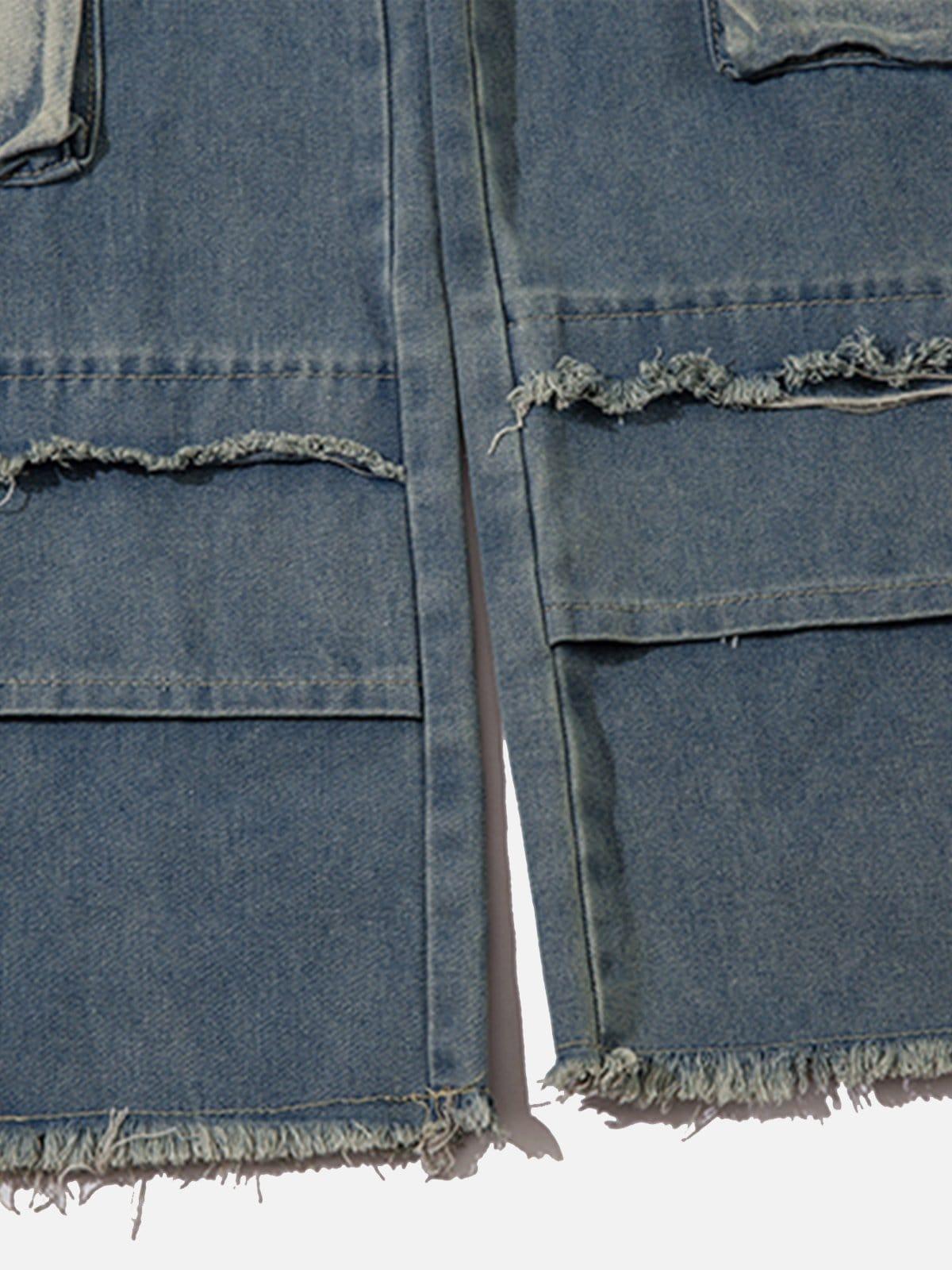 Patchwork Multi-Pocket Jeans