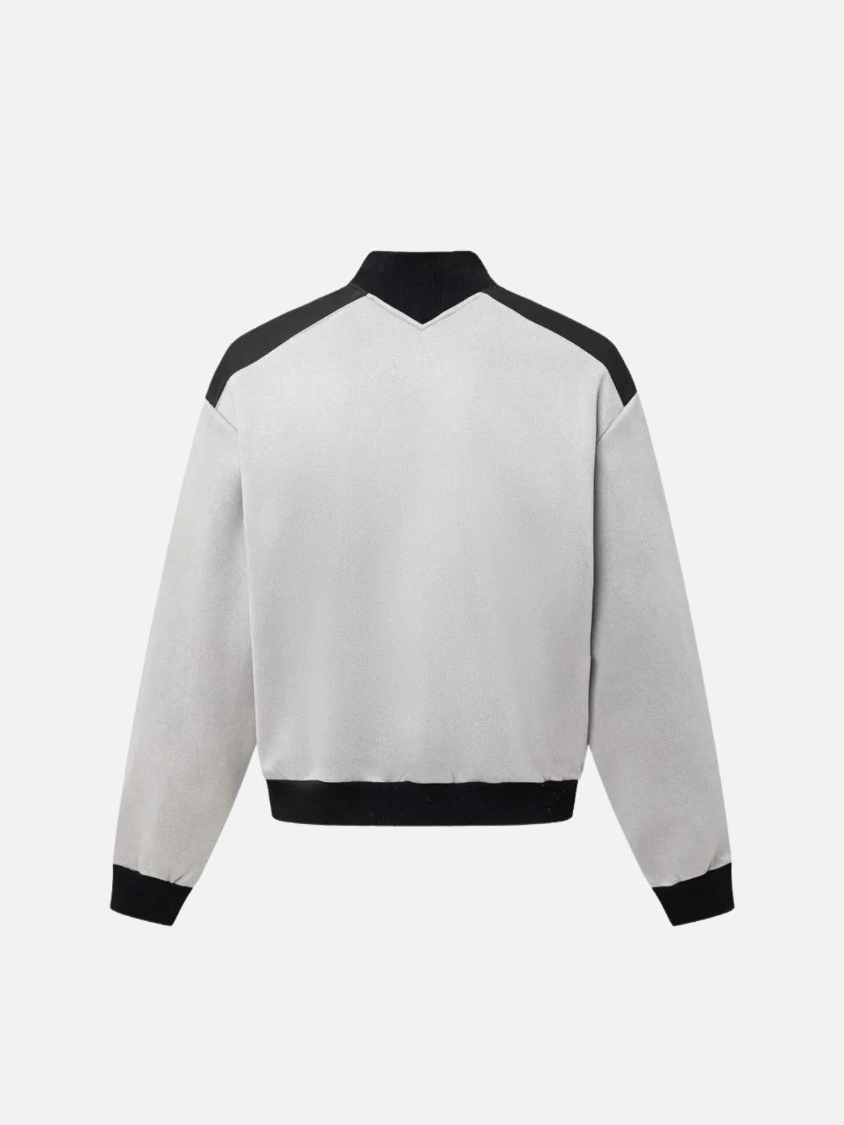 Patchwork Stand Collar Sweatshirt