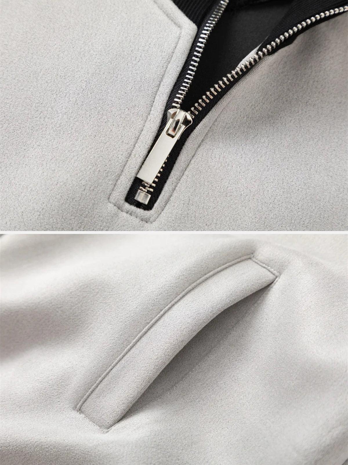 Patchwork Stand Collar Sweatshirt