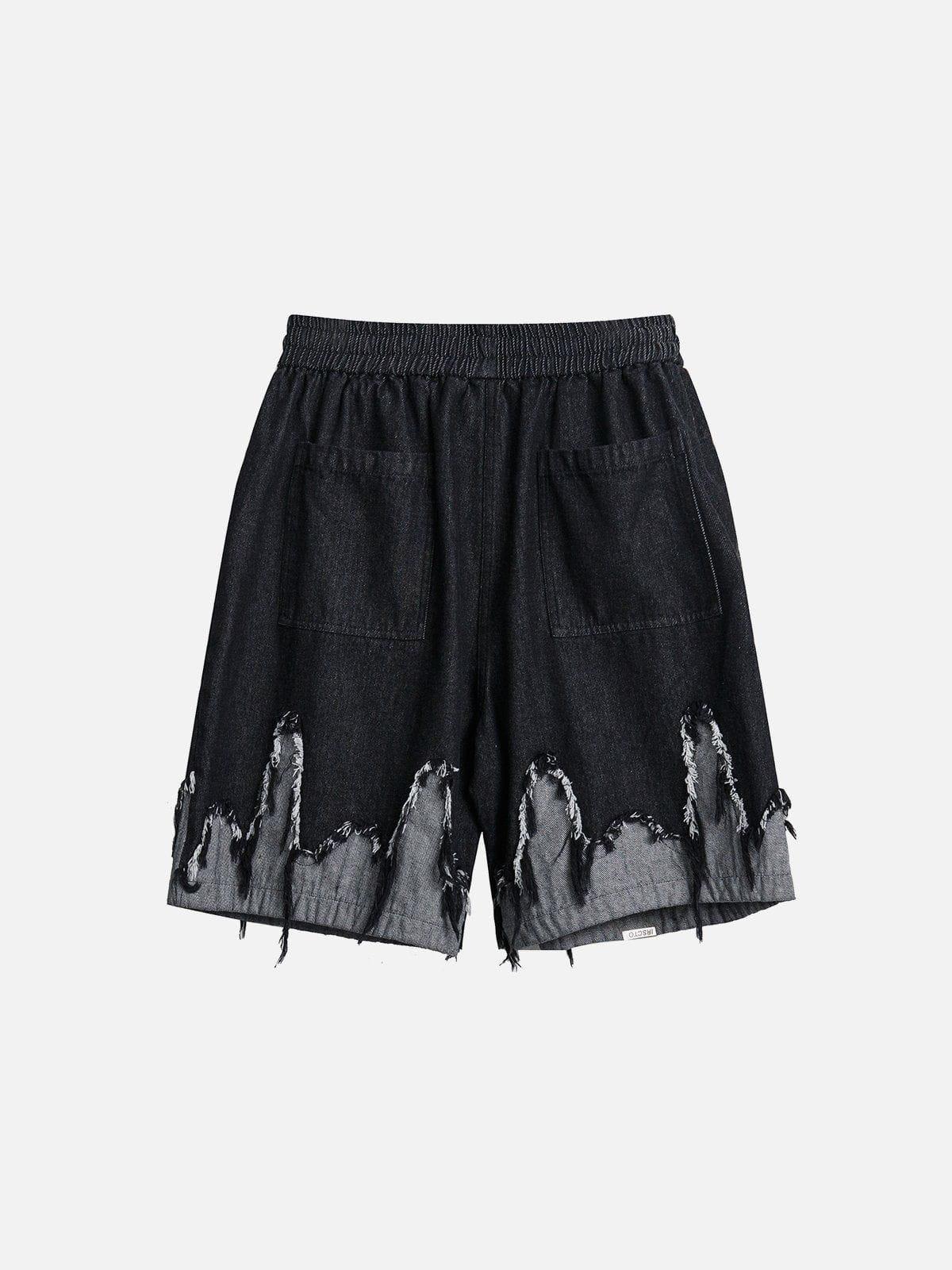 Patchwork Tassel Fringe Jorts