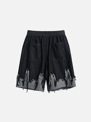 Patchwork Tassel Fringe Jorts