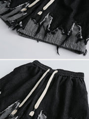 Patchwork Tassel Fringe Jorts
