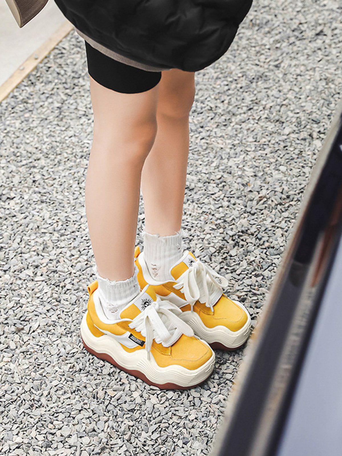 Patchwork Thick Sole Dissolving Shoes