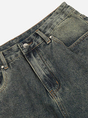 Patchwork Tie Design Micro Flare Jeans