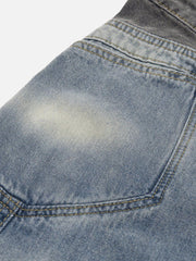 Patchwork Waist Wrinkle Loose Jeans