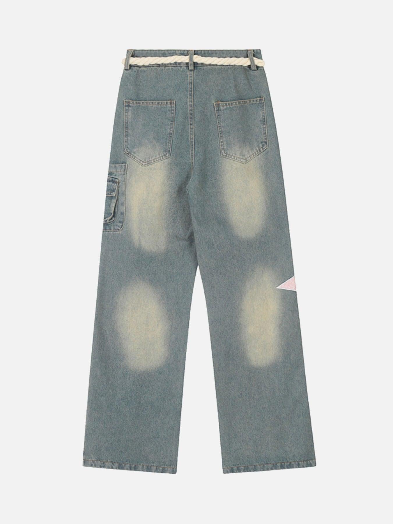 Pentagram Embroidered Loose Jeans