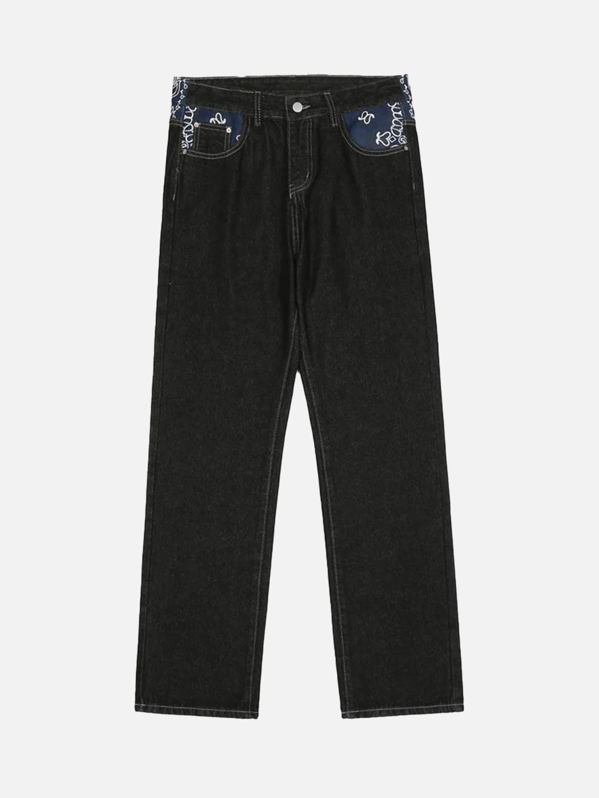Petal Letter Straight Jeans