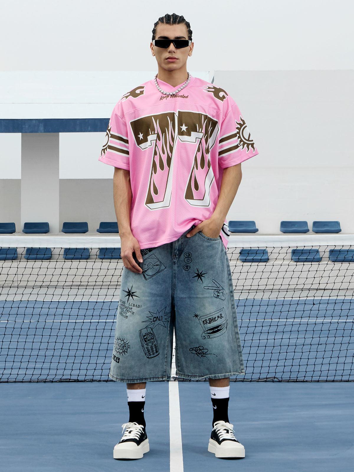 Pink Flame Print Jersey T-Shirt