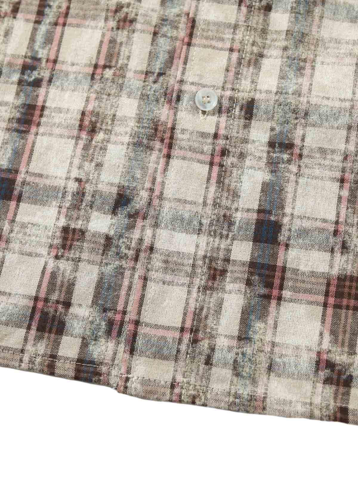 Plaid Graffiti Spray-Painted Letters Long Sleeve Shirt