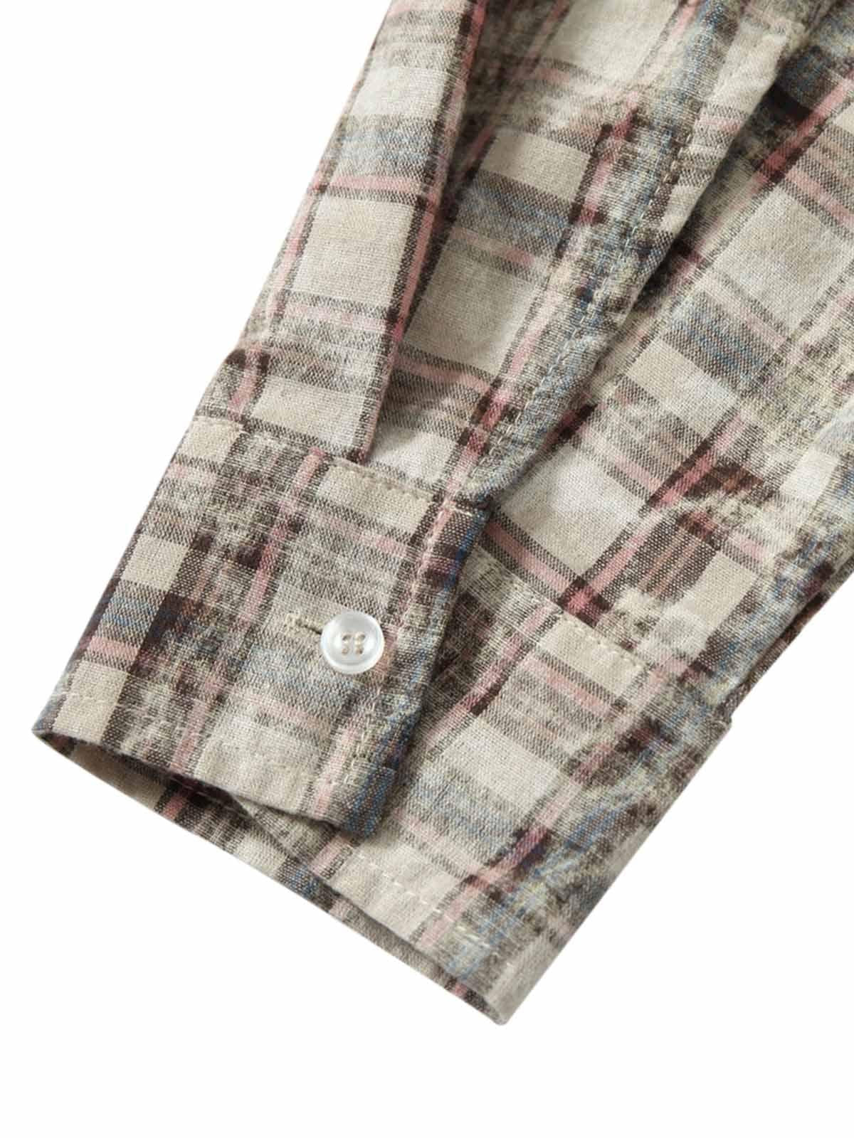 Plaid Graffiti Spray-Painted Letters Long Sleeve Shirt