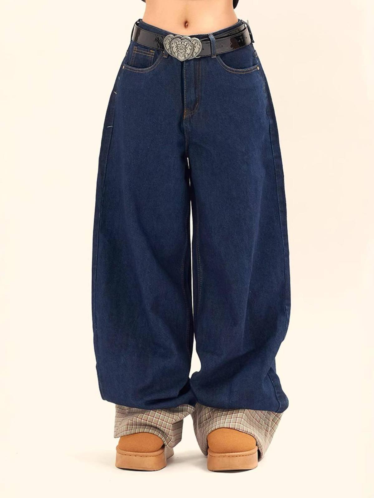 Plaid Panel Jeans