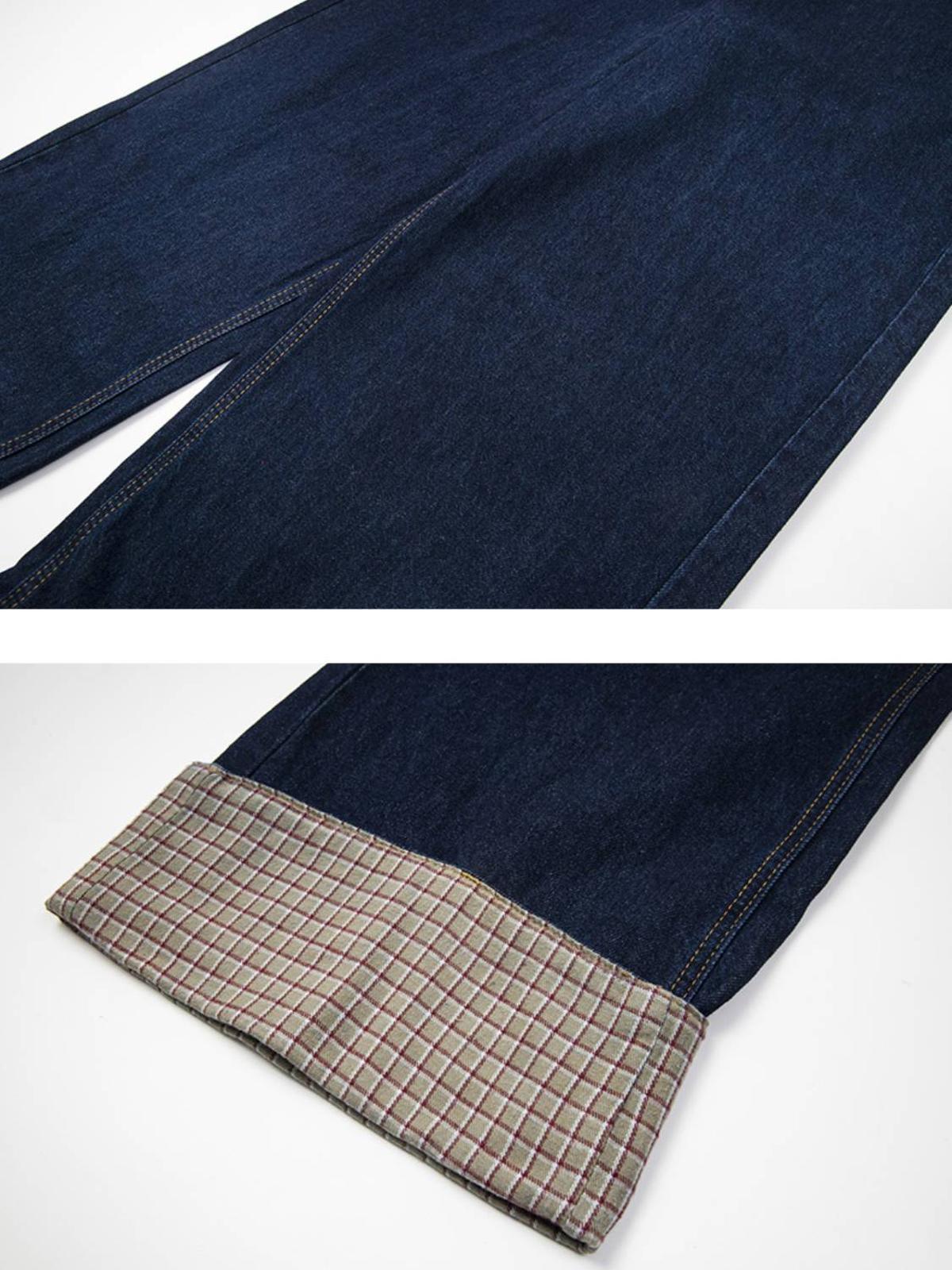 Plaid Panel Jeans