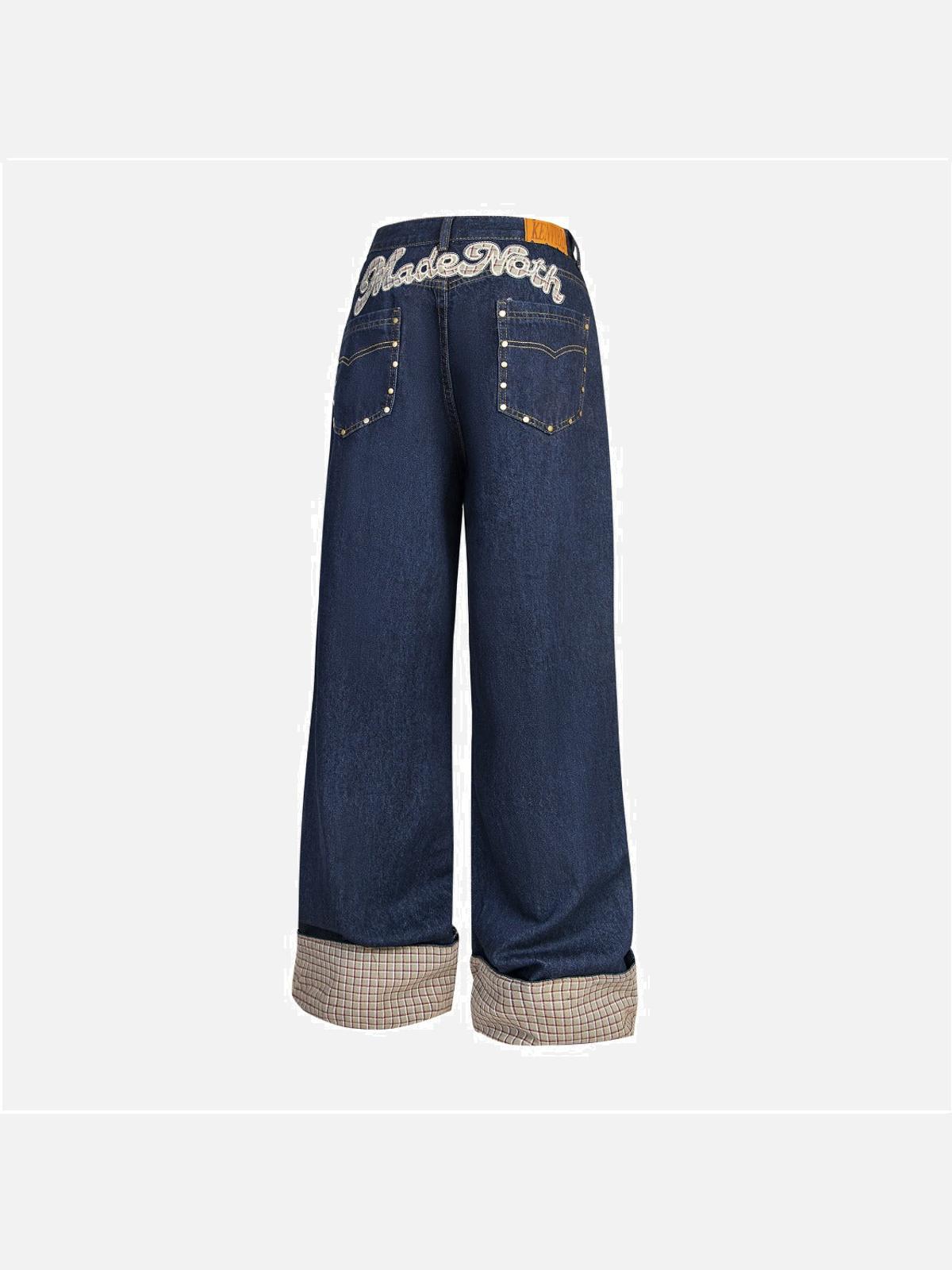 Plaid Panel Jeans