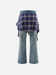 Plaid Patchwork Jeans
