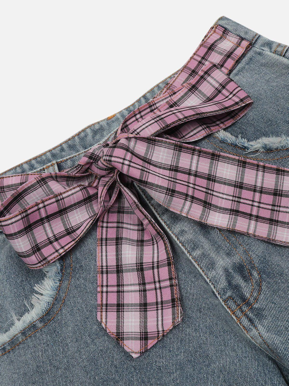 Plaid Patchwork Jeans
