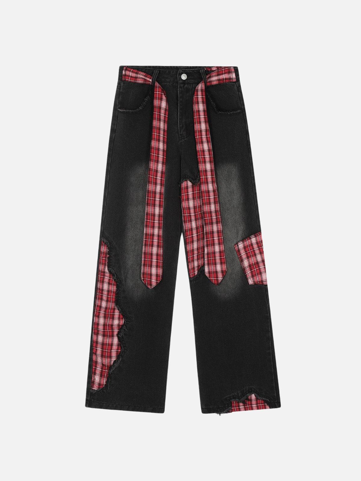 Plaid Patchwork Jeans