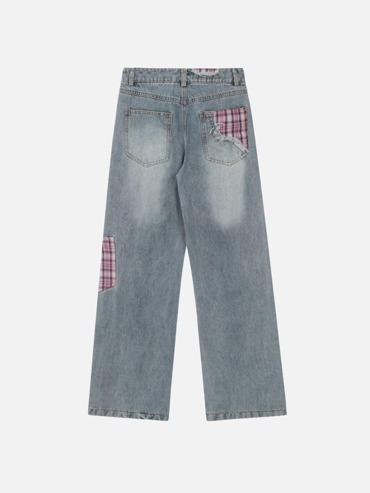 Plaid Patchwork Jeans