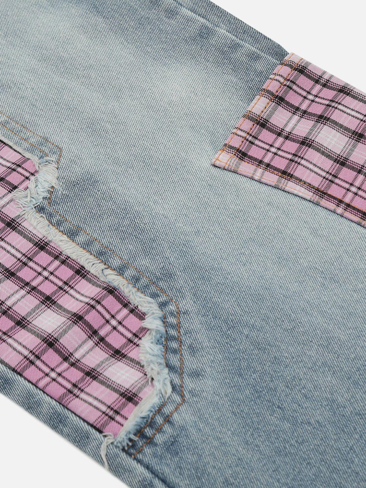 Plaid Patchwork Jeans