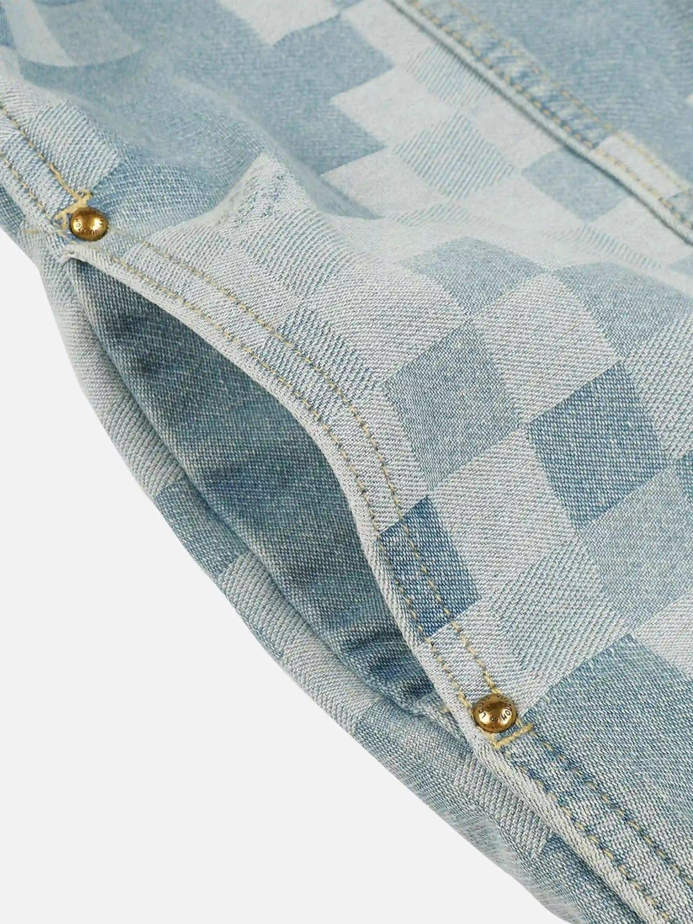 Plaid Pearl Button Denim Jacket