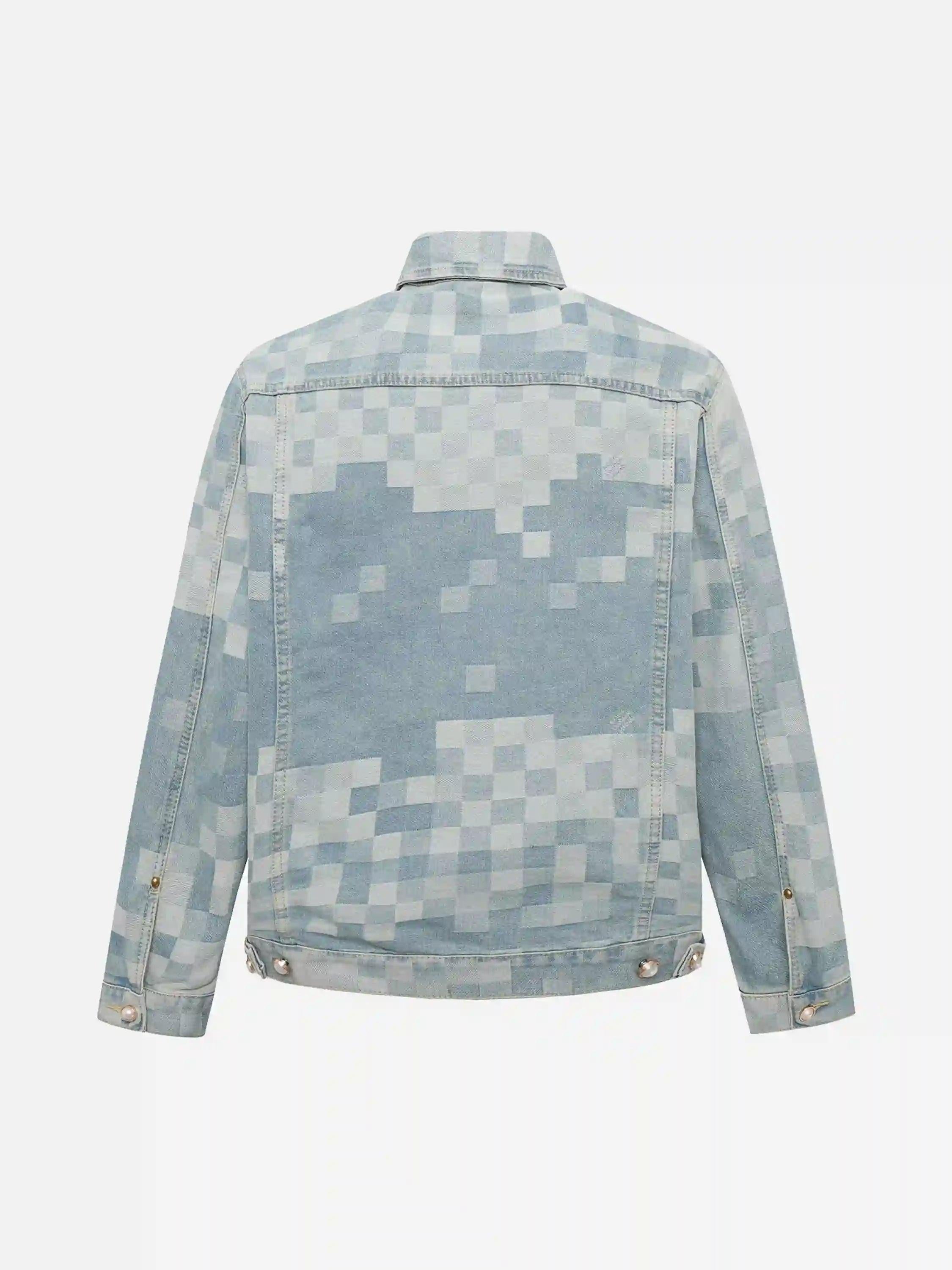 Plaid Pearl Button Denim Jacket