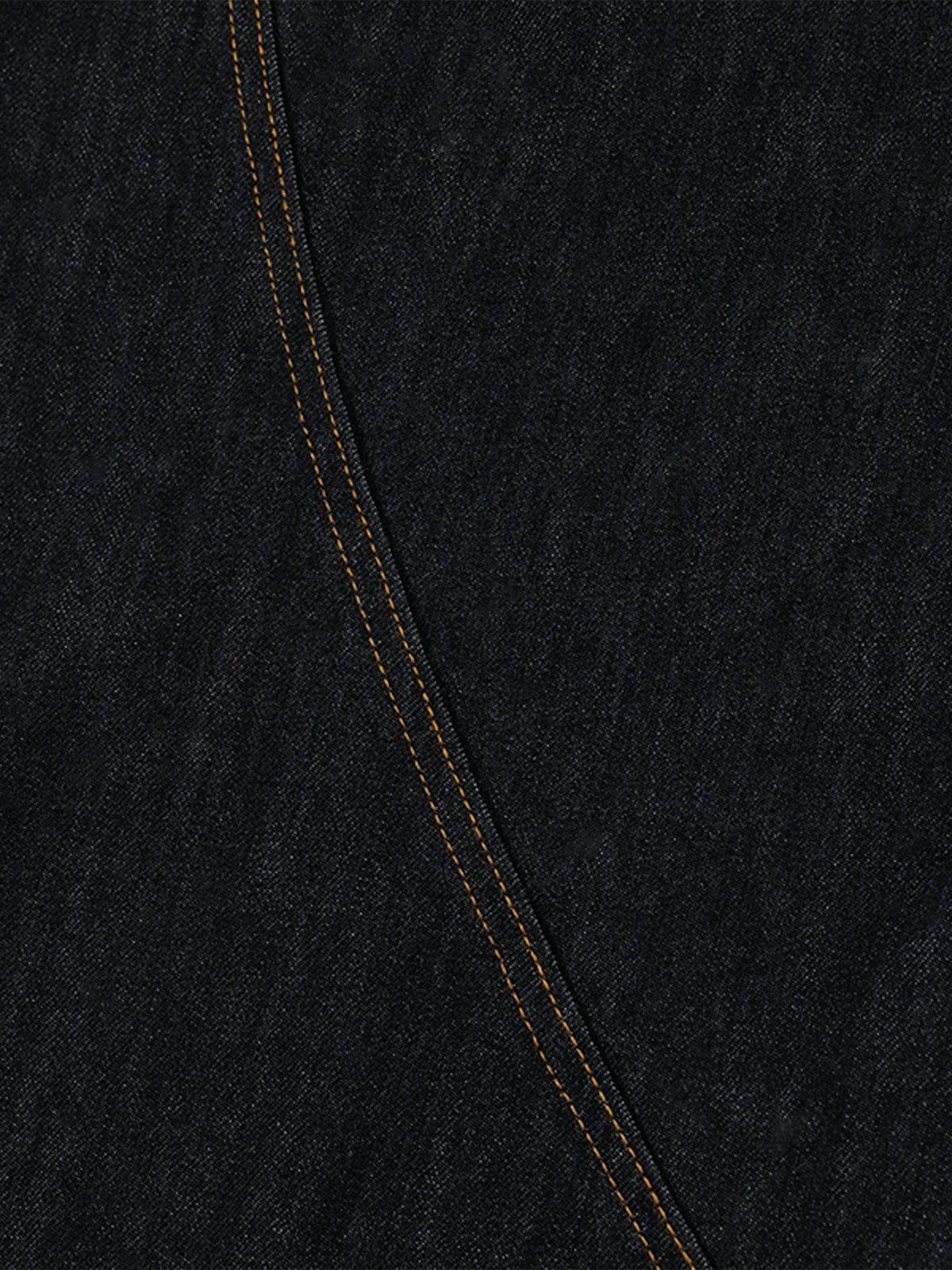 Plaid Pocket Barrel Loose Jeans