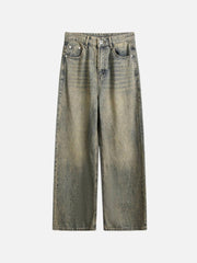 Plaid Pocket Washed Jeans